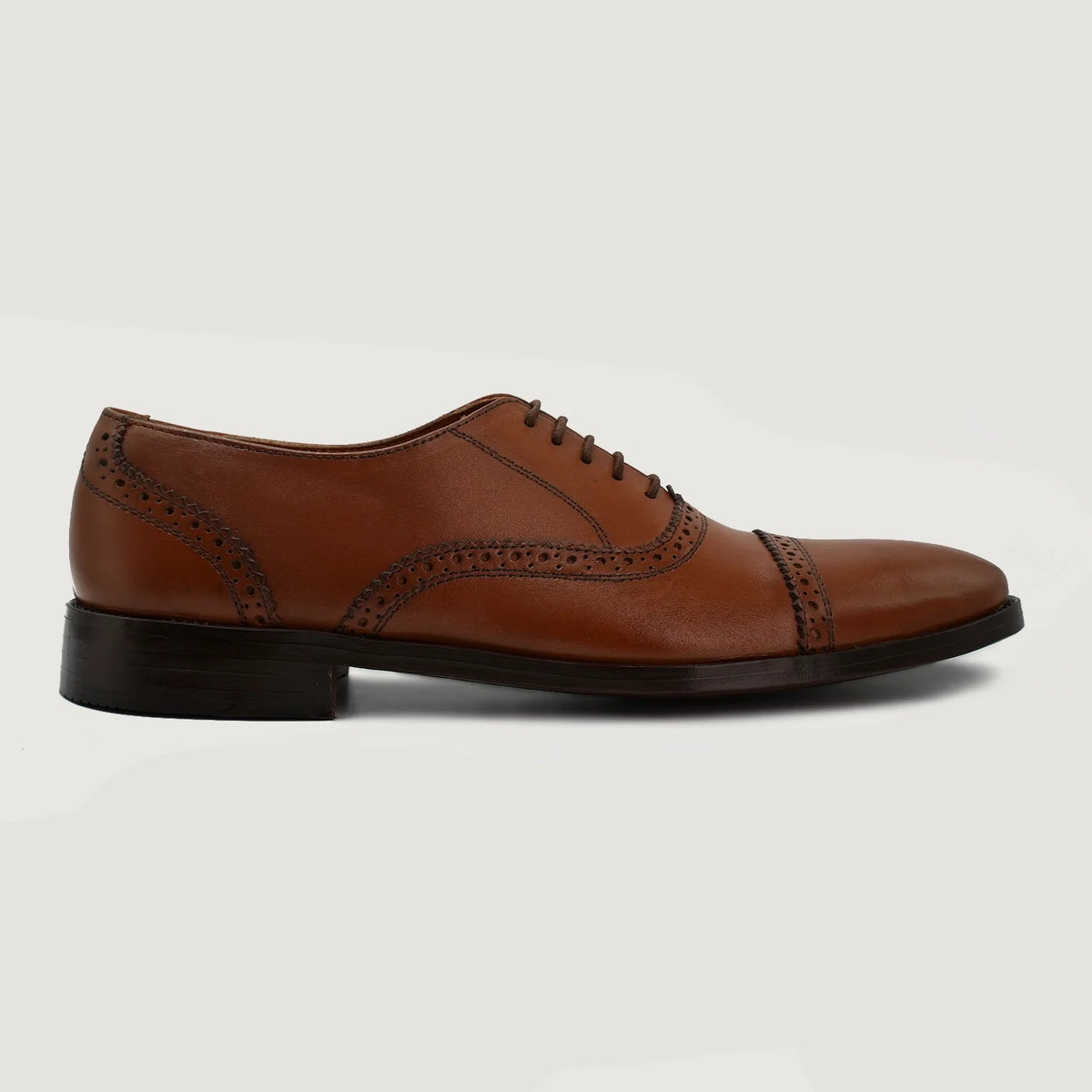 Tan Full-Grain leather Shoes - Goodyear Welt Construction & Front Toe Box Detail