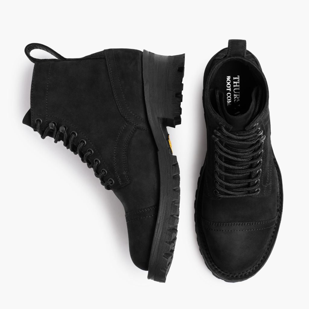 Challenger Black Matte Leather Boots - Reinforced Heel Counter & Precision Double-Row Stitching Detail