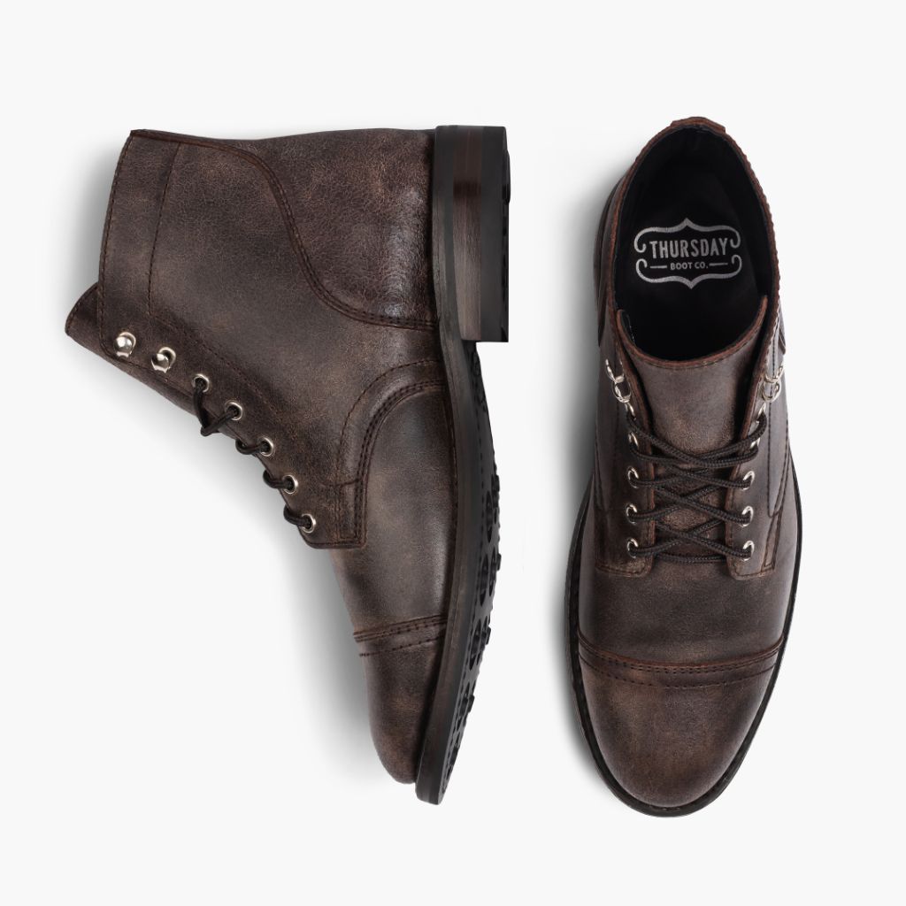 Captain Canyon Leather Boots - Reinforced Heel Counter & Precision Double-Row Stitching Detail