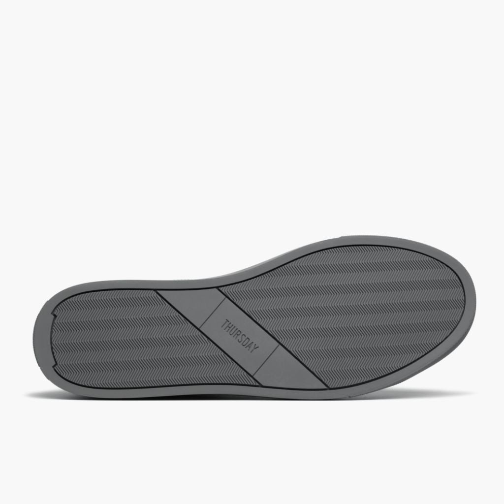 High-Traction Rubber Outsole & Lug Tread Pattern on Encore Steel Grey Leather Sneakers