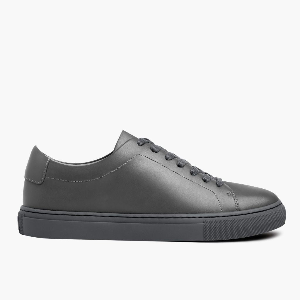 Grey Full-Grain leather Sneakers - Goodyear Welt Construction & Front Toe Box Detail