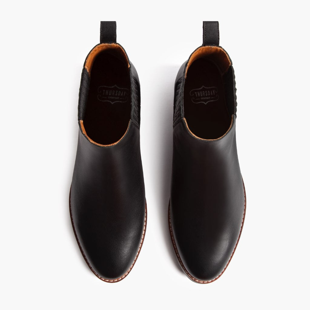 Dreamer Black Leather Boots - Reinforced Heel Counter & Precision Double-Row Stitching Detail