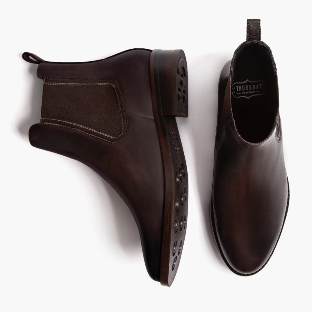 Duchess Black Coffee Leather Boots - Reinforced Heel Counter & Precision Double-Row Stitching Detail