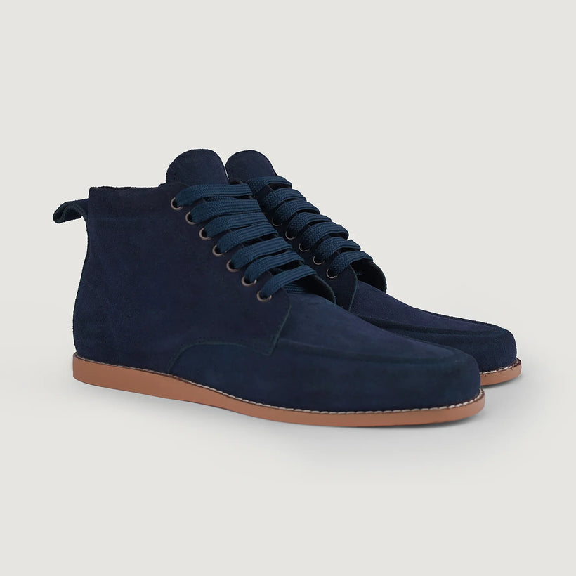 Bearman Moc Toe Blue Suede Boots