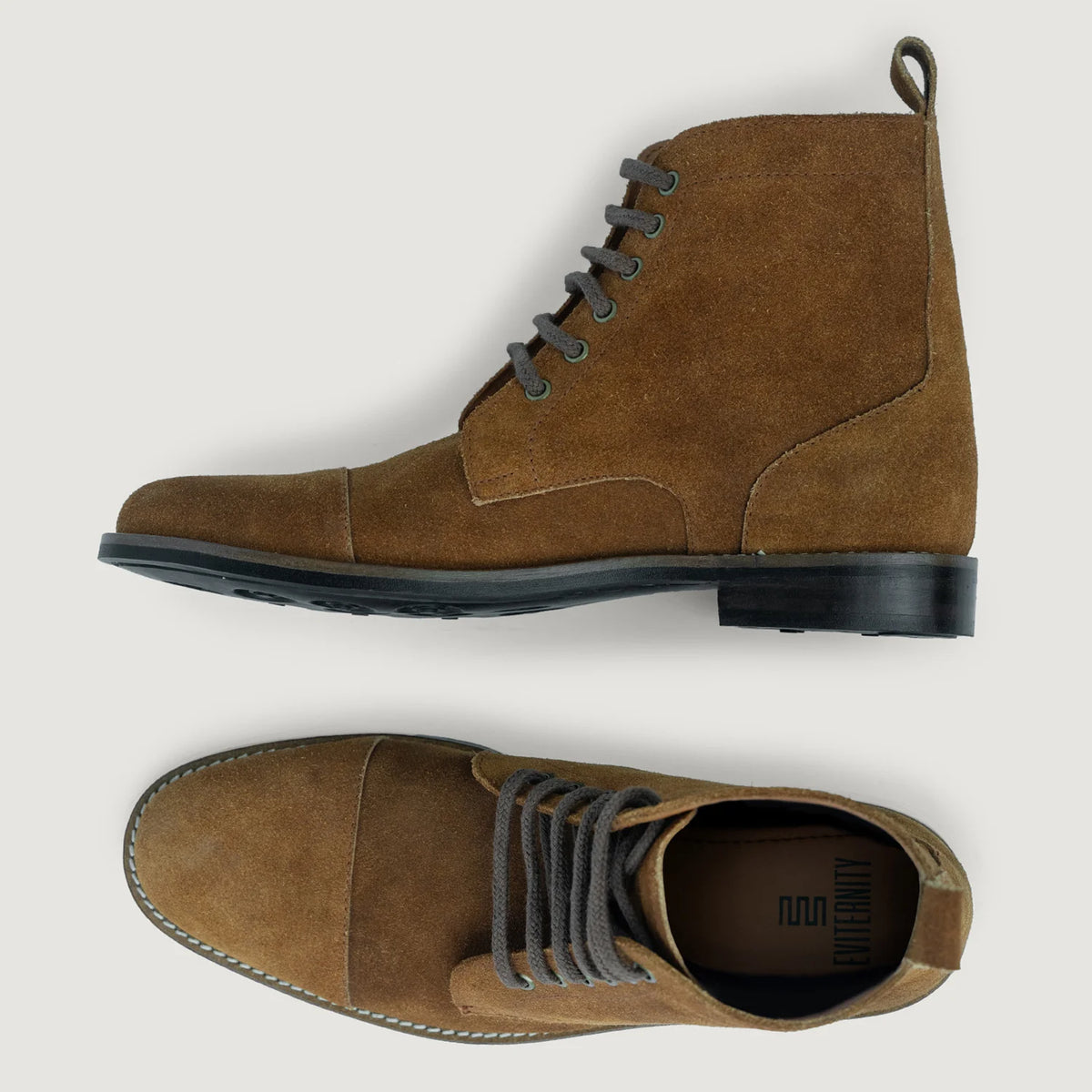 Knight Derby Brown Suede Leather Boots - StudGuard - Reinforced Heel Counter & Precision Double-Row Stitching Detail