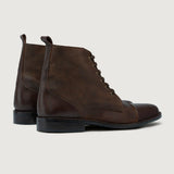 Knight Derby Hybrid Brown Leather Boots StudGuard For Men - Reinforced Heel Counter & Precision Double-Row Stitching Detail