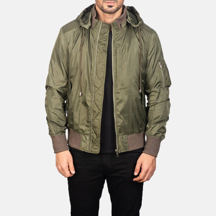 Hanklin MA-1 Green Hooded Bomber Jacket
