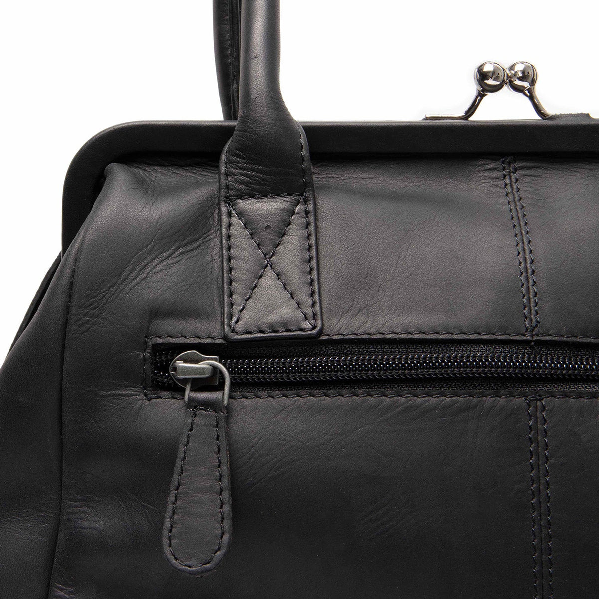 
Dorin Full-Grain Leather Handbag - Lateral Side Profile View Showing Sleeve Cut & Athletic Taper Fit