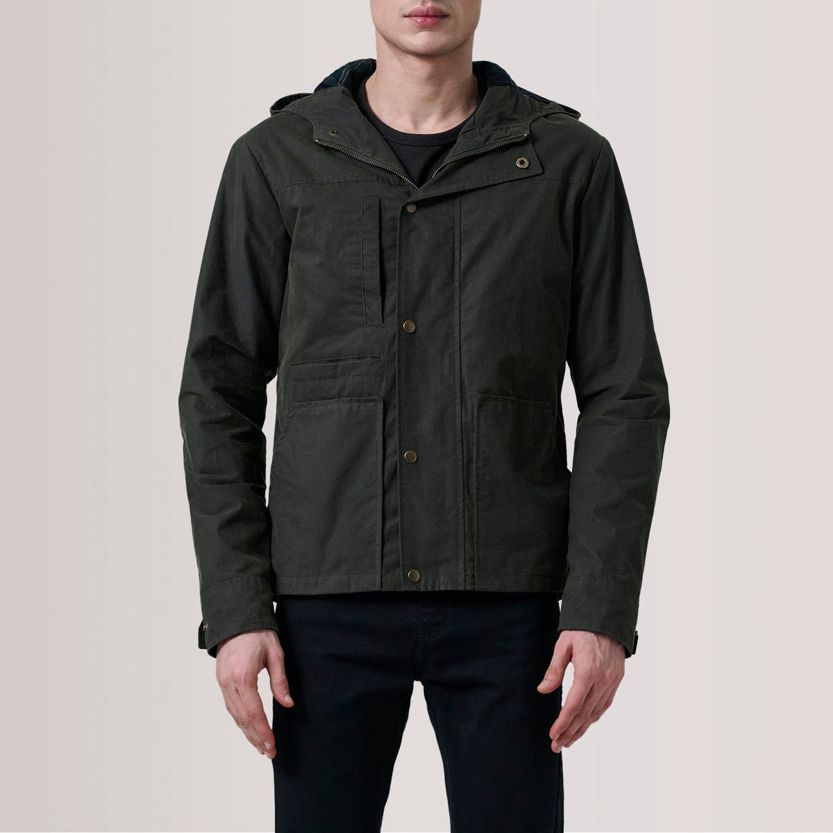 Authentic Waxed Cotton Canvas Grain Texture &amp; Heavy-Duty Seam Stitching Detail